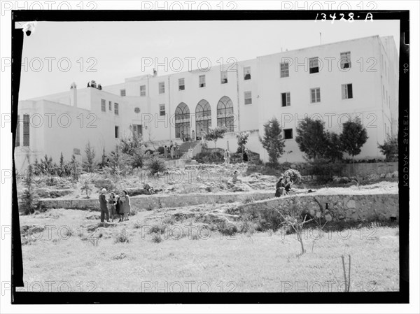 Beirut Lebanon, Junior Girls' College residence building seen from] north and northeast ca. 1946