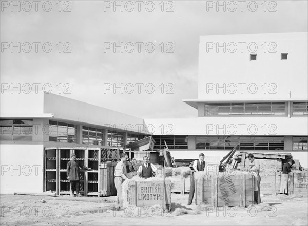 Workers at the British linotype printing plant (Government Printing Office) in Jerusalem ca. between 1937 and 1946