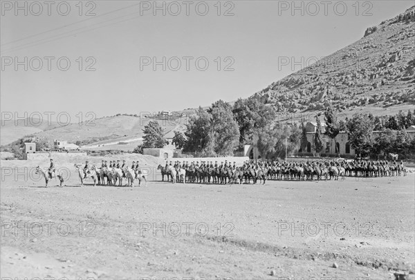 Royal Scots Greys, cavalry groups in Nablus. Large mounted group ca. unknown date