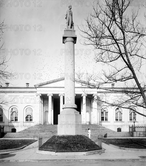 The statue of Abraham Lincoln in front of the District of Columbia City Hall in Washington, D.C. ca.  between 1910 and 1919