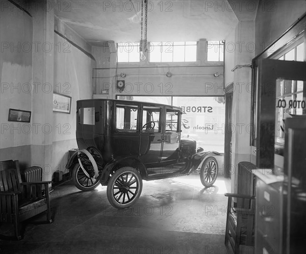 Strobel Motor Company car dealership (probably a Ford auto shown here) ca.  between 1910 and 1926