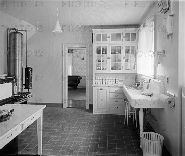 Kitchen in an early 20th century home ca. between 1910 and 1920