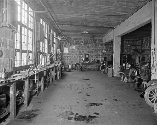 Hendrick Motor Company garage, [Takoma Park, Maryland], interior. ca.  between 1910 and 1920