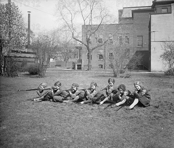 Girls rifle team, George Washington University ca.  between 1910 and 1925