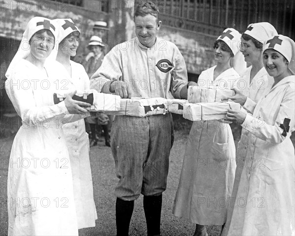 American Red Cross, Christy Mathewson, ball player, contributing to Red Cross War Fund, Cincinnati. ca. between 1910 and 1920