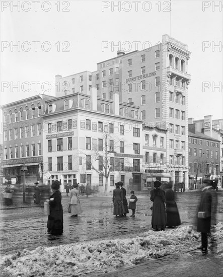 Pedestrian traffic at the corner, early A&P Grocery Store in left side of the photo, 7th and F St., N.W., Washington, D.C.. ca.  between 1910 and 1920