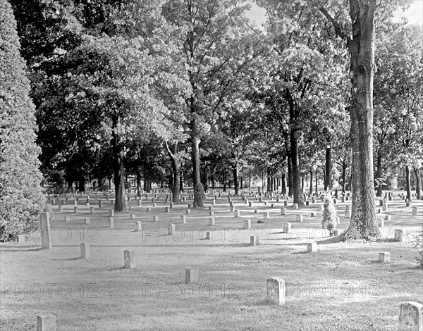 Headstones at the Arlington National Cemetery, Arlington Virginia; old section ca.  between 1910 and 1925