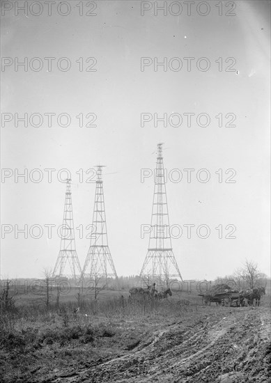 Three wireless towers, Arlington ca. between 1909 and 1920