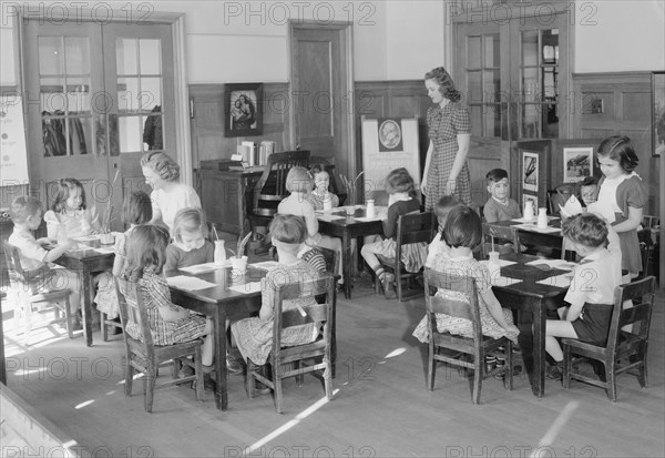 Wilson's Teacher's college student teaching young elementary age children ca. between 1909 and 1940