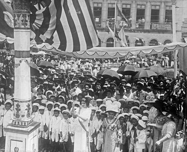 Flag day exercises in a boy's school, Rio de Janiero, Brazil ca. between 1909 and 1920