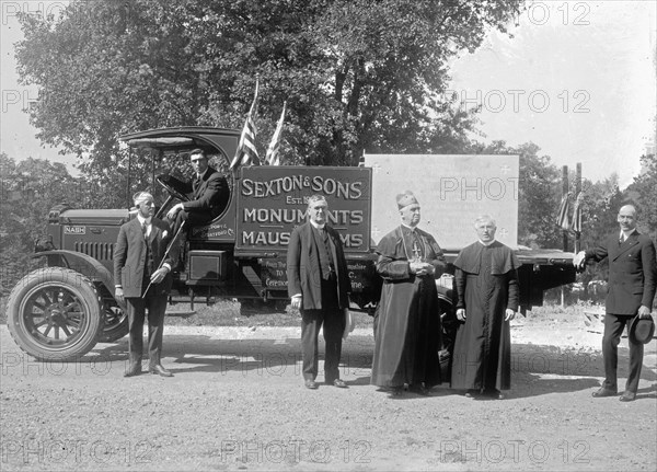 Nash. truck, cornerstone, Immaculate Conception shrine ca.  between 1918 and 1921