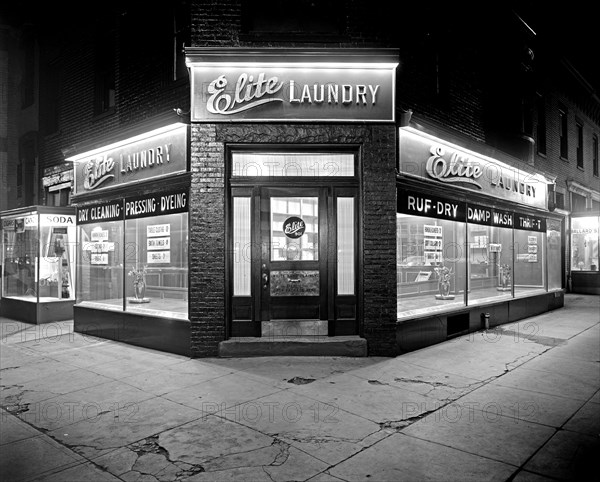Elite Laundry at night ca. between 1918 and 1928