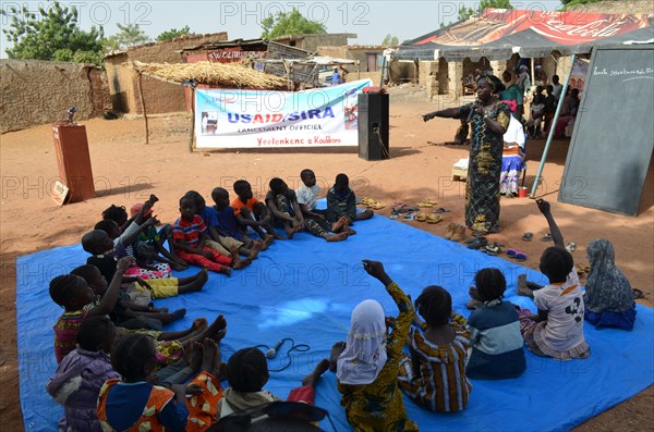 Group of students at the launch ceremony of the community libraries in Koulikoro region of Mali ca. 12 December 2017