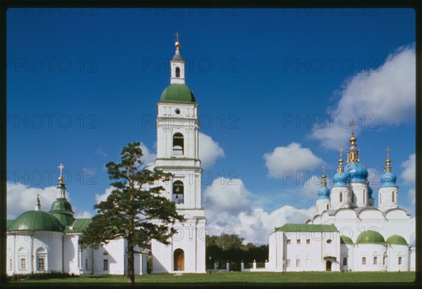 Cathedral of St. Sophia and Dormition (1681-86), (right), and Cathedral of the Intercession (1743-46;1850-67), (left), east view, Tobol'sk, Russia 1999.