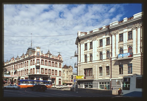 Hotel Tsentral (left; Svetlanskaia Street 11), (1896) and Golden Horn Hotel (right; Svetlanskaia Street 13), (1906-07; 1923; 1932), Vladivostok, Russia; 2000