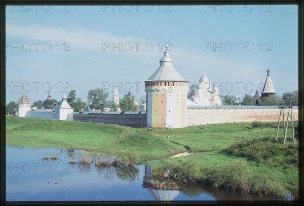Savior-Prilutskii Monastery, southeast panorama, with Vologda River, Vologda, Russia 1998.