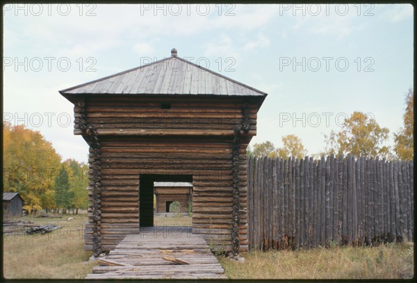 Kazinskii log fort (early 17th century), originally situated in the middle reaches of the Ob' River, has been partially reassembled at the Outdoor Architecture and History Museum at Akademgorodok, Russia; 1999