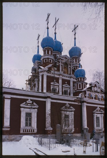 Church of the Kazan Icon of the Virgin (1694), south facade, Ustiuzhna, Russia; 1998