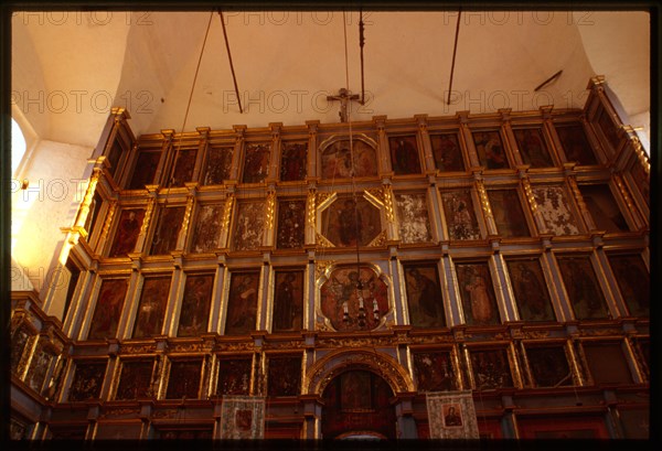 Church of the Resurrection, interior, with icon screen, Matigory, Russia 1999.