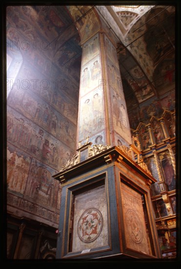 Cathedral of the Annuciation (1560-84), interior, north pier, northeast corner, Sol'vychegodsk, Russia 1996.