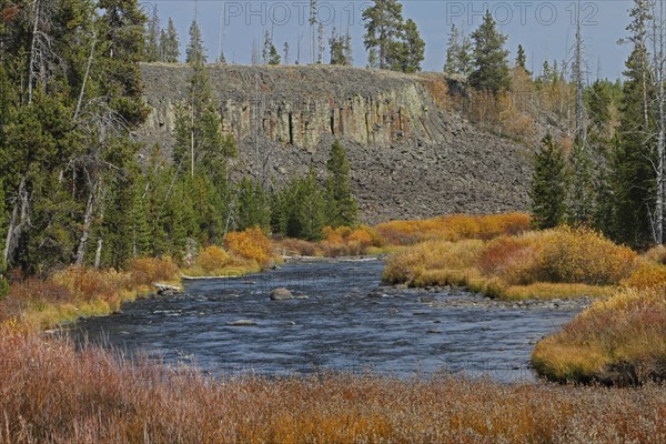 Gardner River and Sheepeater Cliff in Yellowstone National Park; Date: 28 September 2012