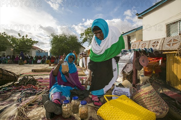 Women in traditional dress in Garowe, Puntland (Africa) ca. 2 June 2015