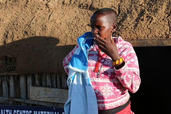 Sophia Lerumbe an expectant woman in Kenya stays at the shelter as she awaits to deliver ca. 14 April 2015