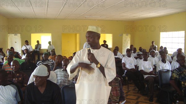 Community members at forest co-management signing ceremony in Sierra Leone ca. 19 April 2012