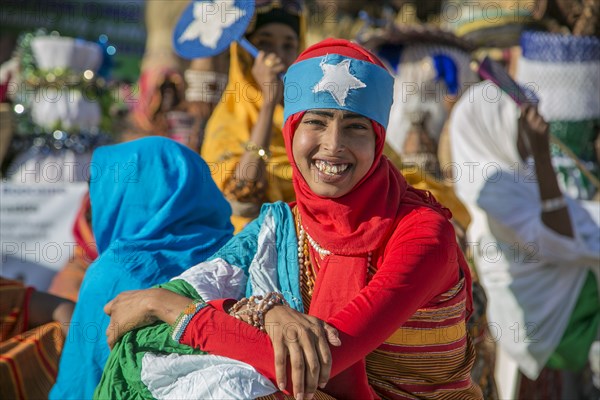 Smiling woman in traditional dress in Garowe, Puntland ca. 4 June 2015