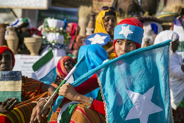 Women wearing traditional dress in a ceremony in Garowe, Puntland  ca. 4 June 2015