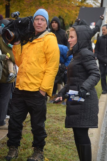 Peace Rally demonstratration outside a mosque in support of the local Muslim community  Irving, TX,  USA (November 28, 2015)