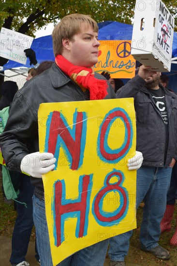 Peace Rally demonstratration outside a mosque in support of the local Muslim community  Irving, TX,  USA (November 28, 2015)