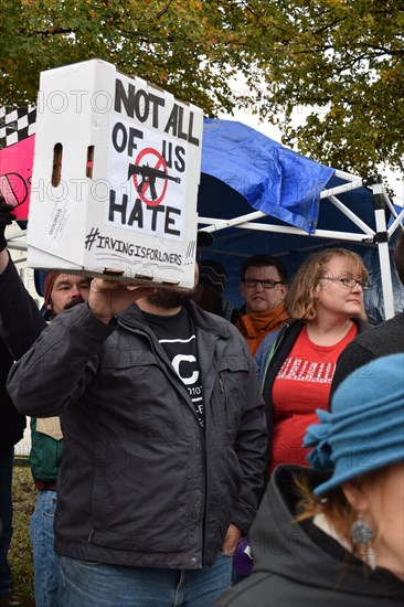 Peace Rally demonstratration outside a mosque in support of the local Muslim community  Irving, TX,  USA (November 28, 2015)