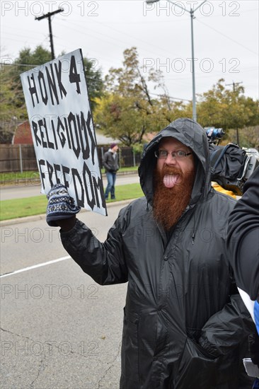 Peace Rally demonstratration outside a mosque in support of the local Muslim community  Irving, TX,  USA (November 28, 2015)