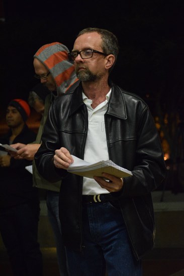 Protest outside Dallas police HQ after fifteen attacks, robberies against LGBT community, Dallas, USA (November 22, 2015)