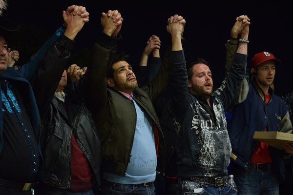 Protest outside Dallas police HQ after fifteen attacks, robberies against LGBT community, Dallas, USA (November 22, 2015)