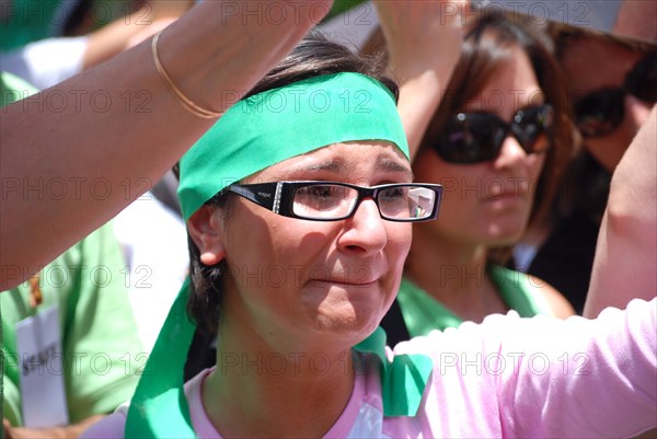 Iranians in Texas taking part in a Freedom for Iran / Green Revolution rally at Dallas City Hall plaza in downtown Dallas, TX ca. June 2009