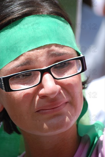 Iranians in Texas taking part in a Freedom for Iran / Green Revolution rally at Dallas City Hall plaza in downtown Dallas, TX ca. June 2009