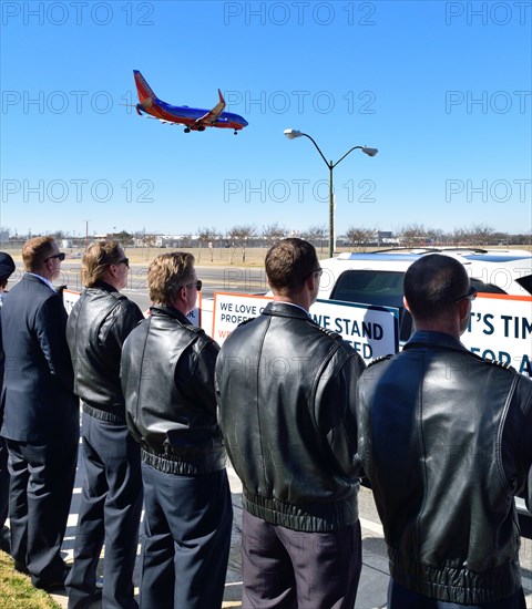 Southwest Airlines Pilots  upset over having no contract protest outside Love Field in Dallas, TX, USA (Brian Humek February 3,2016)