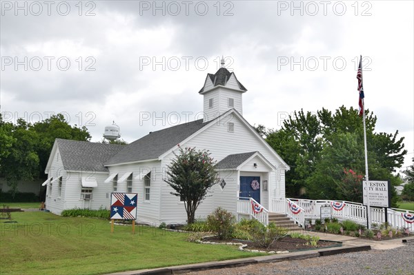 City Hall offices in Weston, TX decorated for the 4th of July