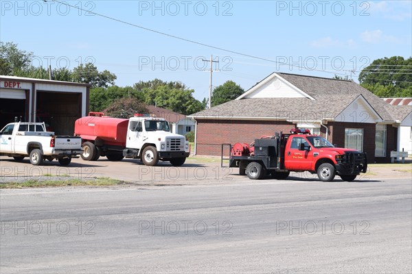 Fire trucks from the Terral, Oklahoma fire department