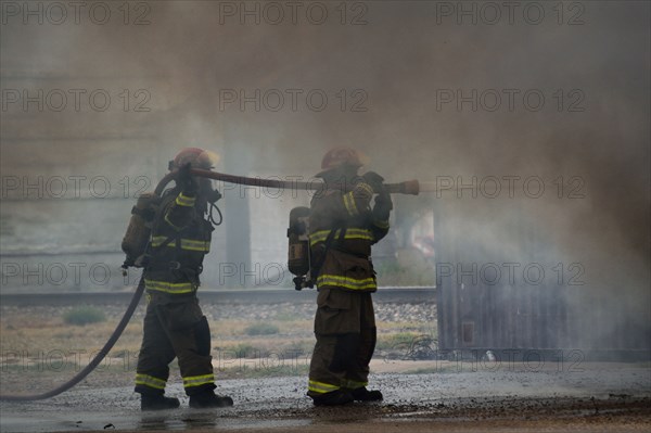 Firefighters on the scene of a truck fire in Guymon, Oklahoma