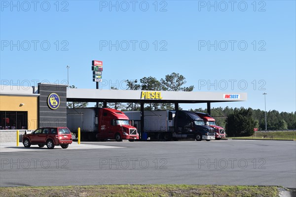 Semi Trucks Fueling Up at a Pilot Truck Stop