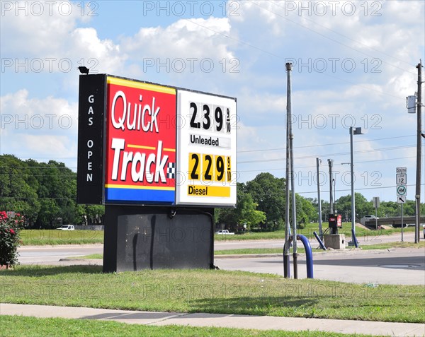 Independent Gas Station Prices at a Quick Track gas station in Irving, TX ca. 2017