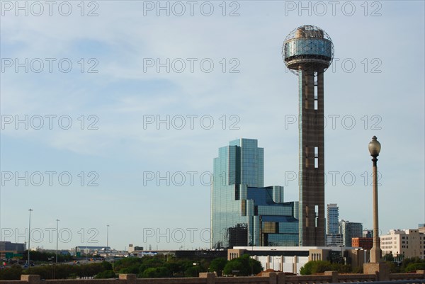 Reunion Tower and the Hyatt Regency Hotel in downtown Dallas TX ca. 2010