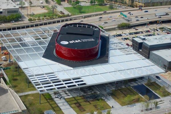 Aerial view of the AT&T Performing Arts Center in the Dallas Arts District; Dallas, TX