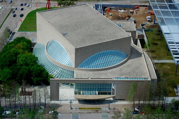 The Morton H. Myerson Symphony Hall in Dallas, TX seen from above
