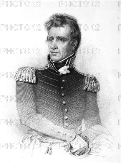 President Andrew Jackson in a martial pose