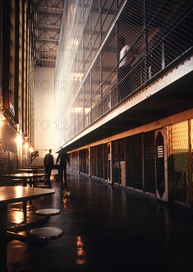 Prisoners inside a cell block at the U.S. Disciplinary Barracks