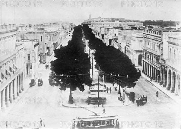 Aerial view of a Street Scene Havana Cuba